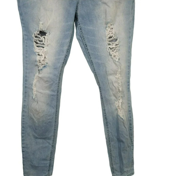 Blue Spice Ripped Skinny Jeans Juniors Size 13 Light Wash Blue High Rise - Picture 3 of 8